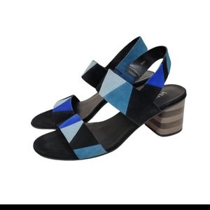 Vaneli Blue Triangle Block Heel Strappy Sandals 8.5